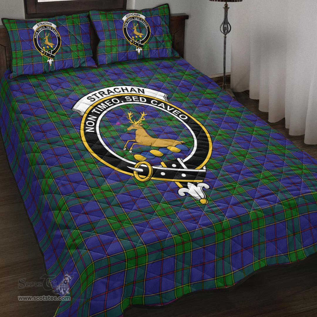 Scottish Strachan Clan Tartan Quilt Bed Set - Crest Classic Scottish Plaid Tartan Plaid