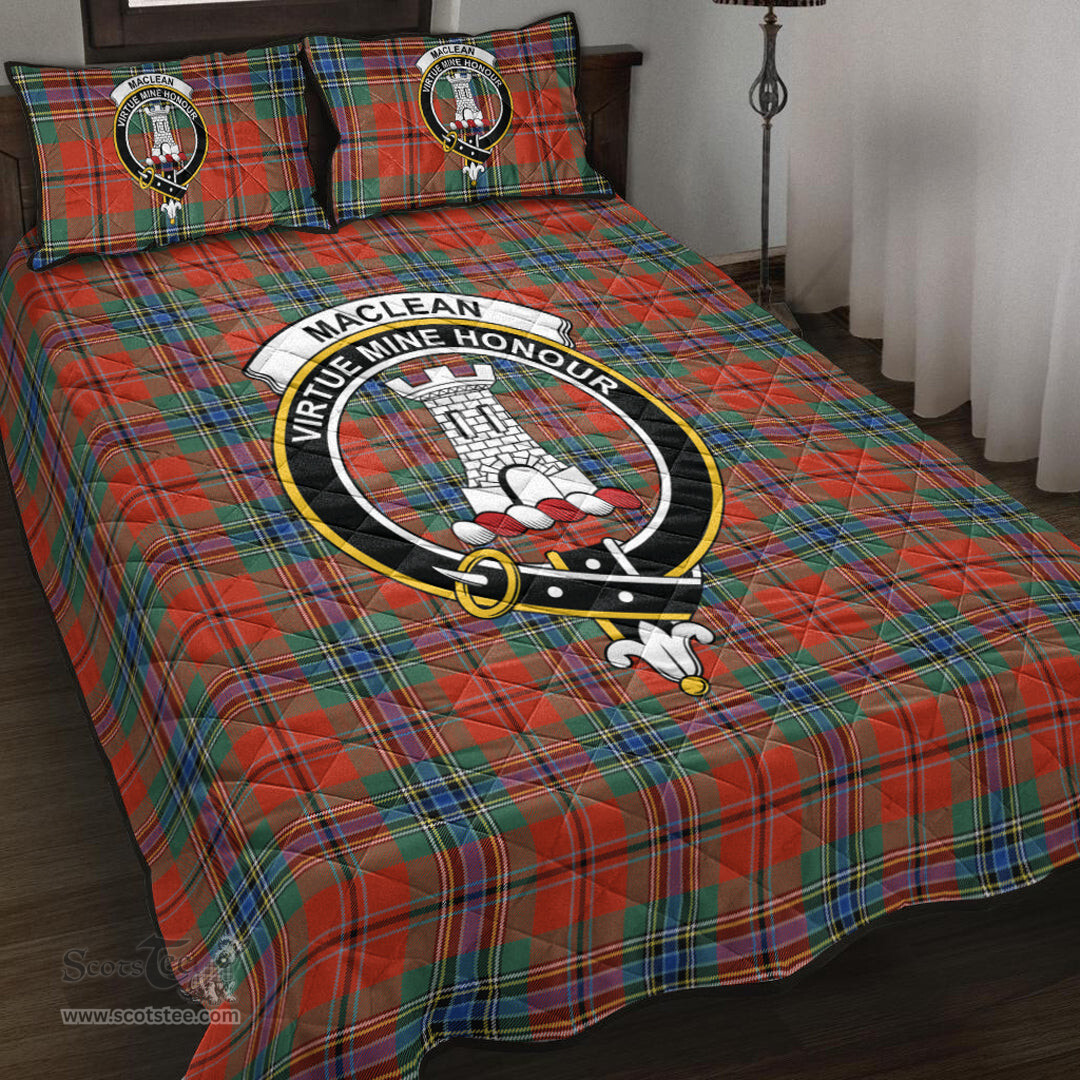 Scottish MacLean of Duart Ancient Clan Tartan Quilt Bed Set - Crest Classic Scottish Plaid Tartan Plaid