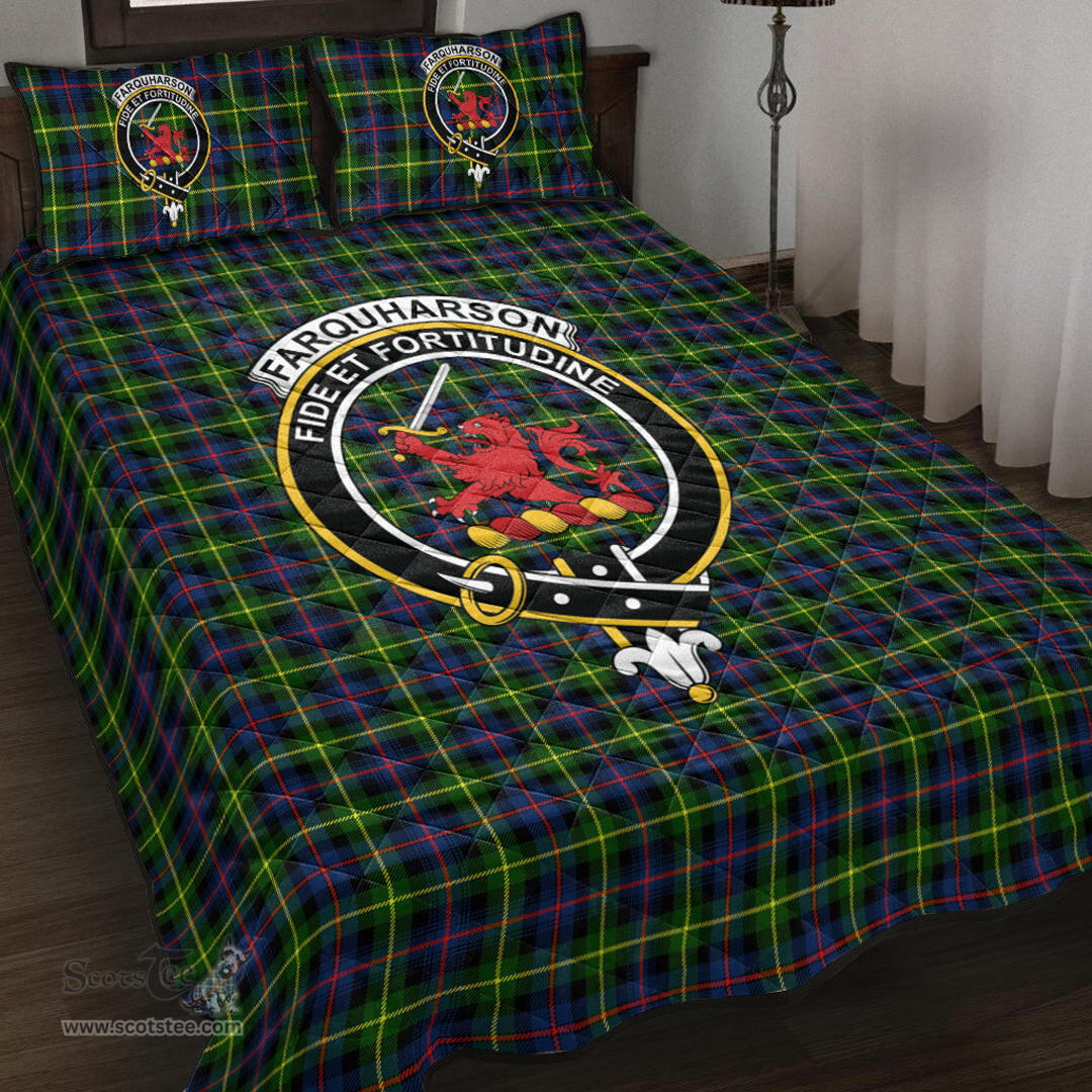 Scottish Farquharson Modern Clan Tartan Quilt Bed Set - Crest Classic Scottish Plaid Tartan Plaid