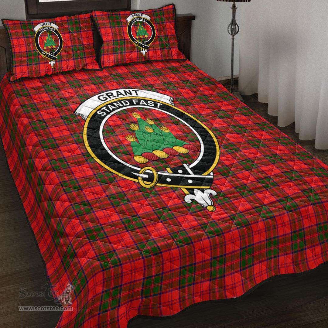 Scottish Grant Modern Clan Tartan Quilt Bed Set - Crest Classic Scottish Plaid Tartan Plaid