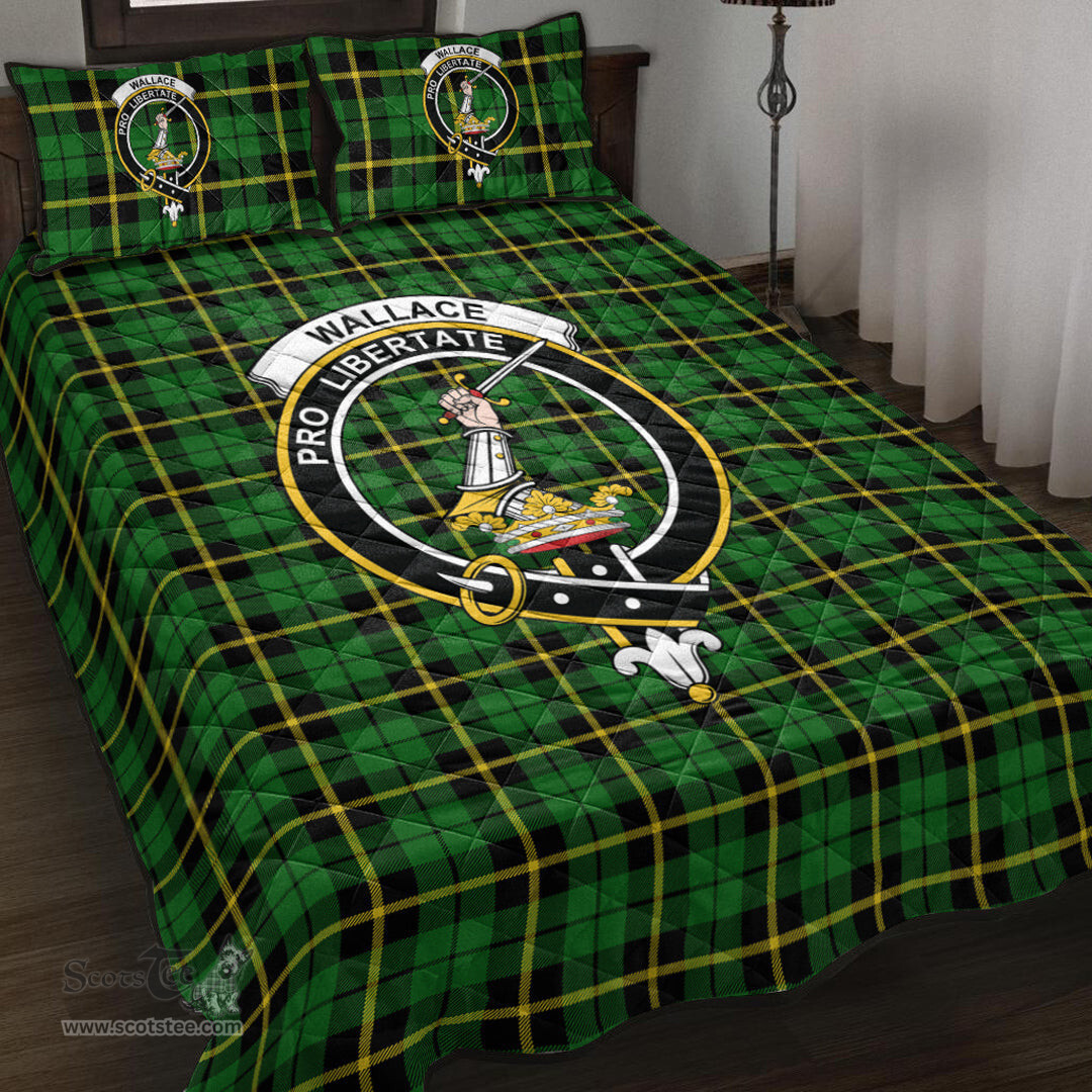 Scottish Wallace Hunting Green Clan Tartan Quilt Bed Set - Crest Classic Scottish Plaid Tartan Plaid
