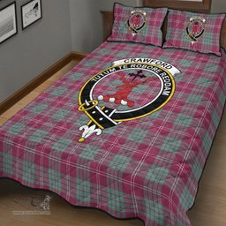 Scottish Crawford Ancient Clan Tartan Quilt Bed Set - Crest Classic Scottish Plaid Tartan Plaid