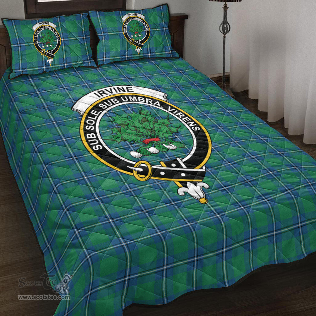 Scottish Irvine Ancient Clan Tartan Quilt Bed Set - Crest Classic Scottish Plaid Tartan Plaid