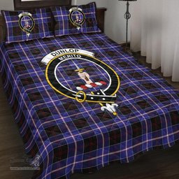 Scottish Dunlop Modern Clan Tartan Quilt Bed Set - Crest Classic Scottish Plaid Tartan Plaid