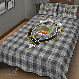Scottish Douglas Grey Modern Clan Tartan Quilt Bed Set - Crest Classic Scottish Plaid Tartan Plaid