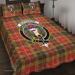Scottish Buchanan Old Set Weathered Clan Tartan Quilt Bed Set - Crest Classic Scottish Plaid Tartan Plaid