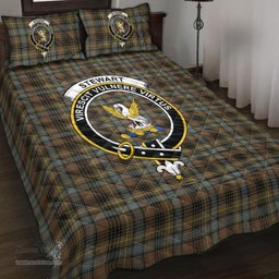 Scottish Stewart Hunting Weathered Clan Tartan Quilt Bed Set - Crest Classic Scottish Plaid Tartan Plaid