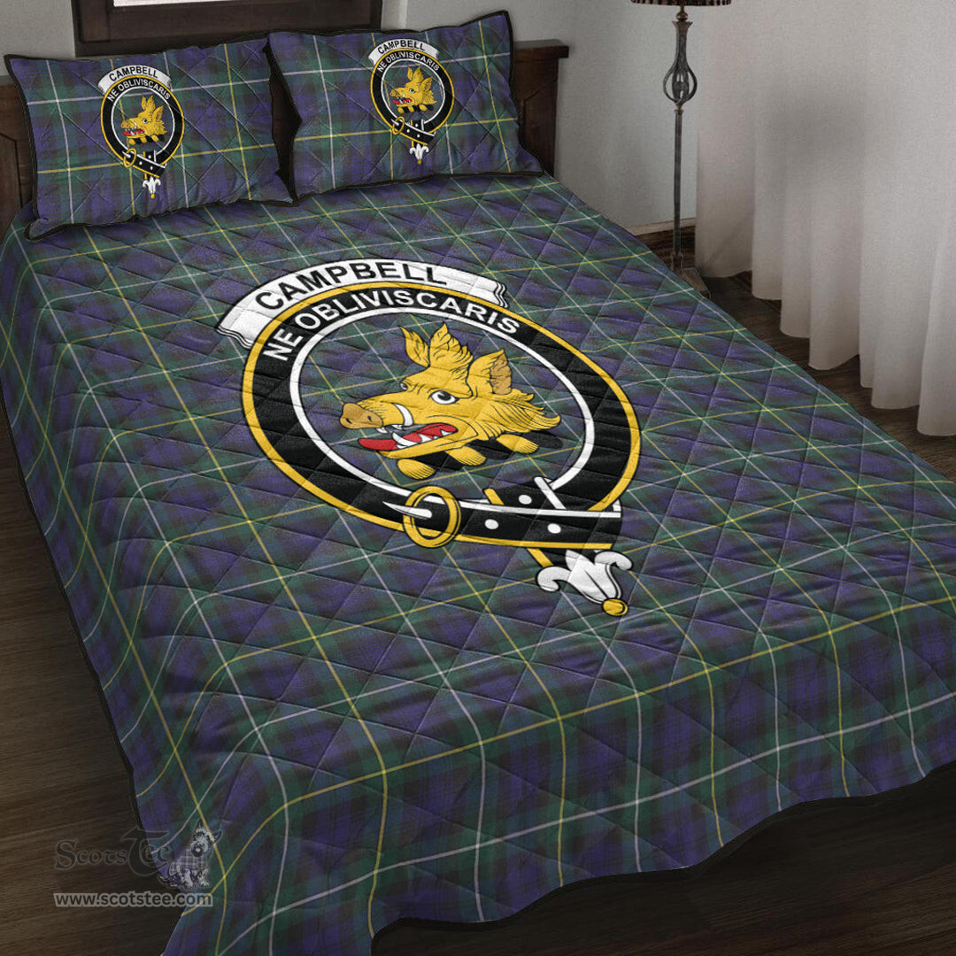 Scottish Campbell Argyll Modern Clan Tartan Quilt Bed Set - Crest Classic Scottish Plaid Tartan Plaid