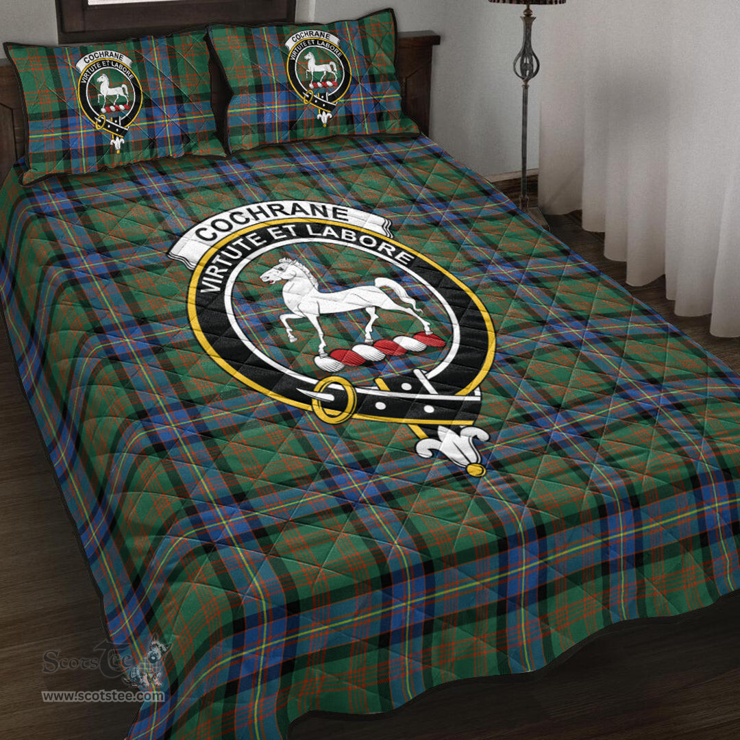 Scottish Cochrane Ancient Clan Tartan Quilt Bed Set - Crest Classic Scottish Plaid Tartan Plaid