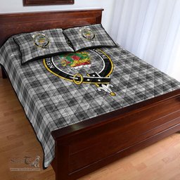Scottish Douglas Grey Modern Clan Tartan Quilt Bed Set - Crest Classic Scottish Plaid Tartan Plaid
