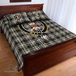 Scottish Menzies Black White Ancient Clan Tartan Quilt Bed Set - Crest Classic Scottish Plaid Tartan Plaid
