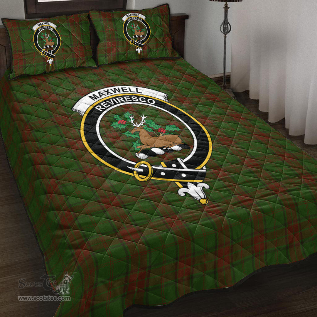 Scottish Maxwell Hunting Clan Tartan Quilt Bed Set - Crest Classic Scottish Plaid Tartan Plaid