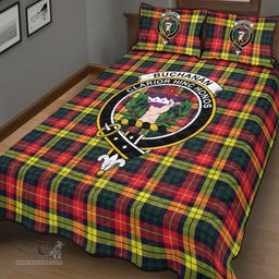 Scottish Buchanan Modern Clan Tartan Quilt Bed Set - Crest Classic Scottish Plaid Tartan Plaid