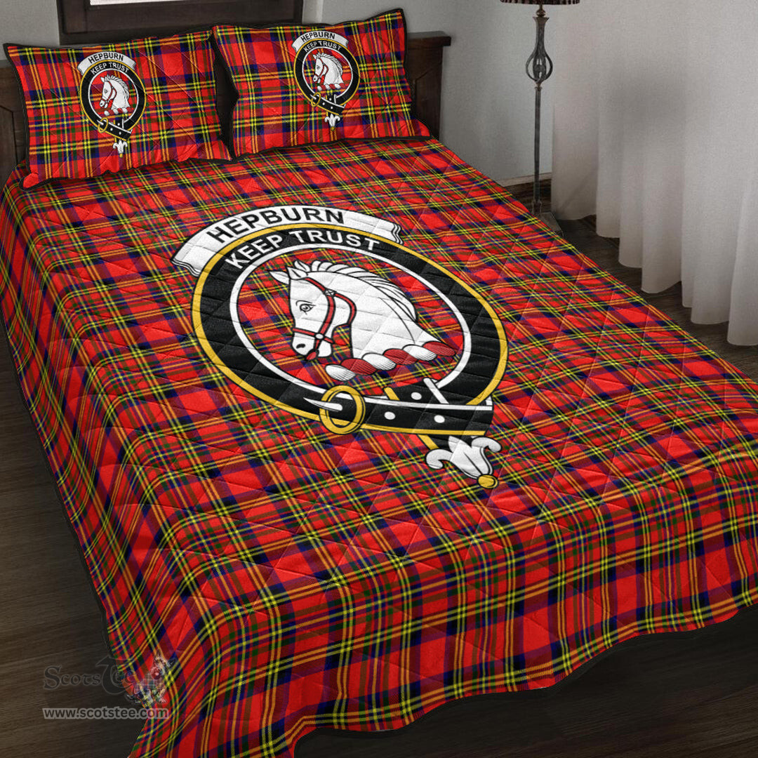 Scottish Hepburn Clan Tartan Quilt Bed Set - Crest Classic Scottish Plaid Tartan Plaid