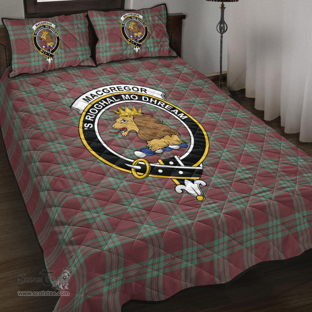 Scottish MacGregor Hunting Ancient Clan Tartan Quilt Bed Set - Crest Classic Scottish Plaid Tartan Plaid
