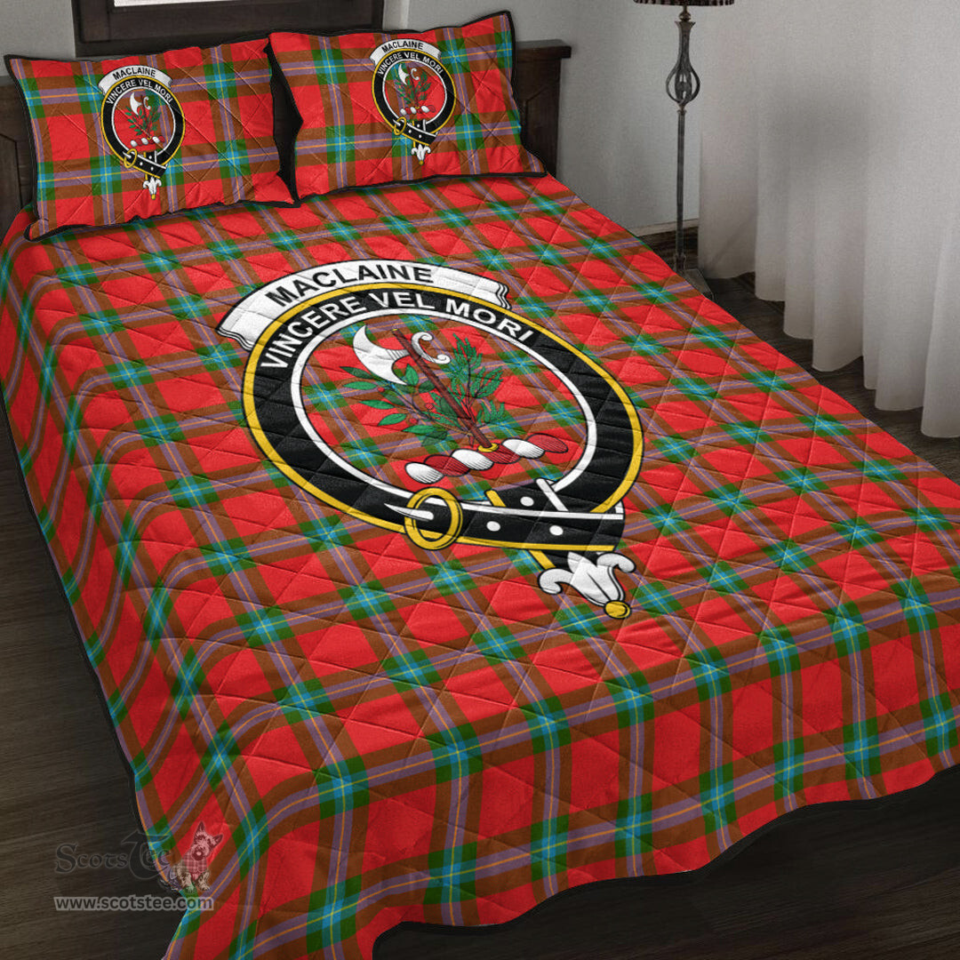 Scottish MacLaine of Loch Buie Clan Tartan Quilt Bed Set - Crest Classic Scottish Plaid Tartan Plaid