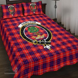 Scottish Hamilton Modern Clan Tartan Quilt Bed Set - Crest Classic Scottish Plaid Tartan Plaid