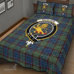 Scottish Nicolson Hunting Ancient Clan Tartan Quilt Bed Set - Crest Classic Scottish Plaid Tartan Plaid