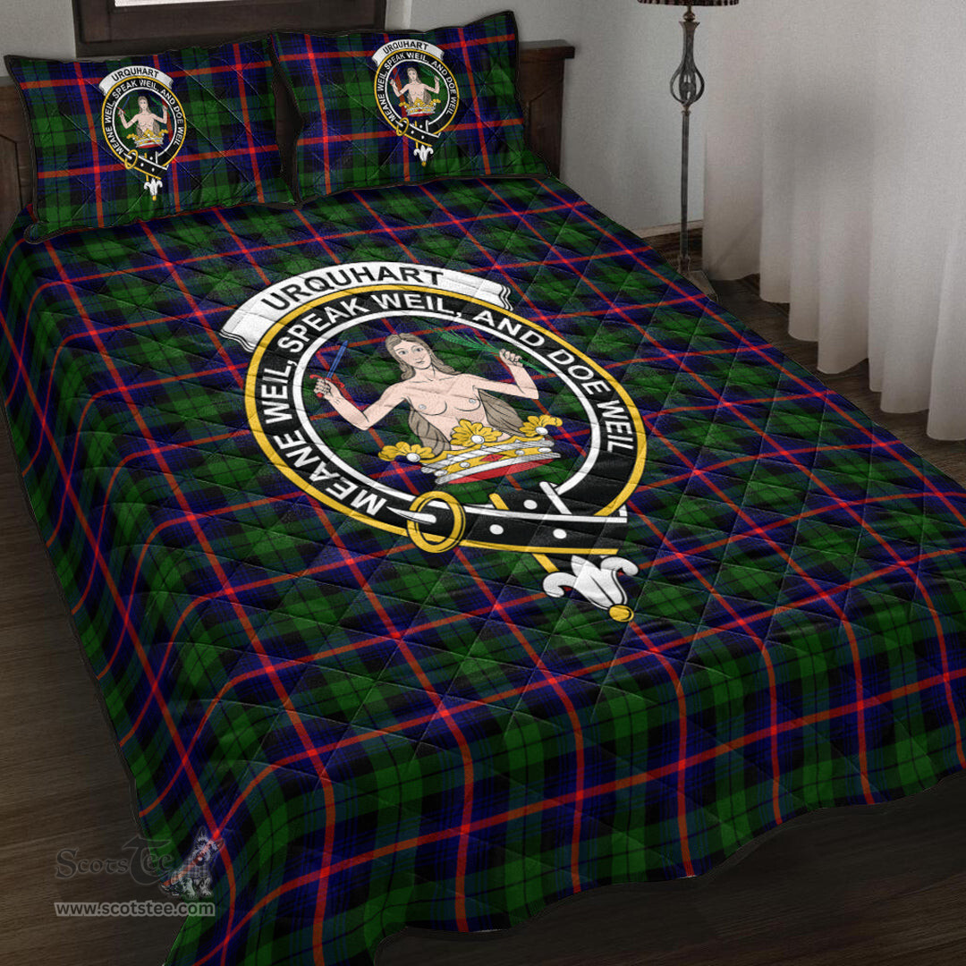 Scottish Urquhart Modern Clan Tartan Quilt Bed Set - Crest Classic Scottish Plaid Tartan Plaid