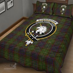 Scottish Cunningham Hunting Modern Clan Tartan Quilt Bed Set - Crest Classic Scottish Plaid Tartan Plaid