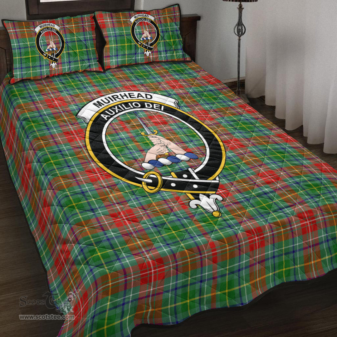 Scottish Muirhead Clan Tartan Quilt Bed Set - Crest Classic Scottish Plaid Tartan Plaid