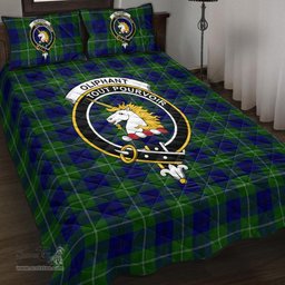 Scottish Oliphant Modern Clan Tartan Quilt Bed Set - Crest Classic Scottish Plaid Tartan Plaid