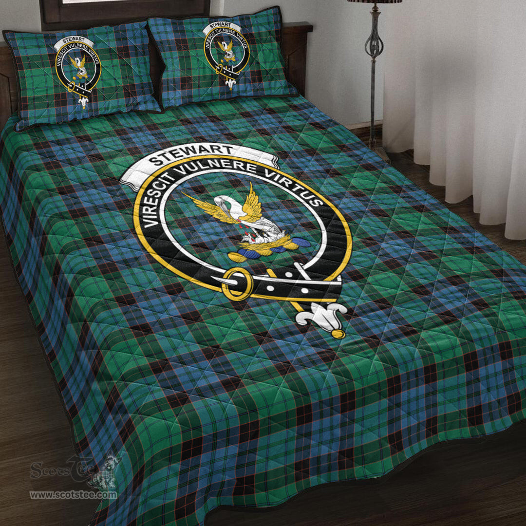 Scottish Stewart Old Ancient Clan Tartan Quilt Bed Set - Crest Classic Scottish Plaid Tartan Plaid