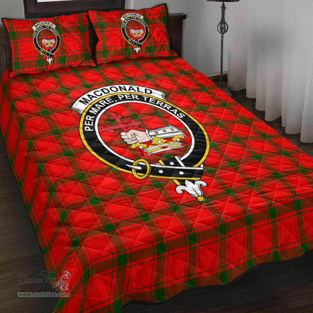 Scottish MacDonald of Sleat Clan Tartan Quilt Bed Set - Crest Classic Scottish Plaid Tartan Plaid