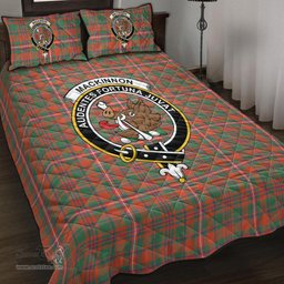 Scottish MacKinnon Ancient Clan Tartan Quilt Bed Set - Crest Classic Scottish Plaid Tartan Plaid