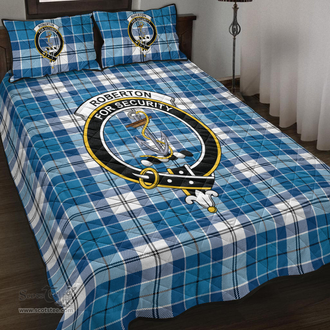 Scottish Roberton Clan Tartan Quilt Bed Set - Crest Classic Scottish Plaid Tartan Plaid