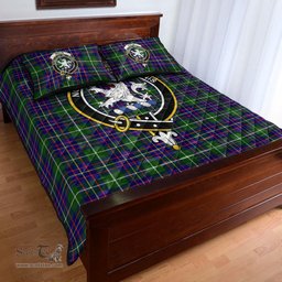Scottish Inglis Modern Clan Tartan Quilt Bed Set - Crest Classic Scottish Plaid Tartan Plaid
