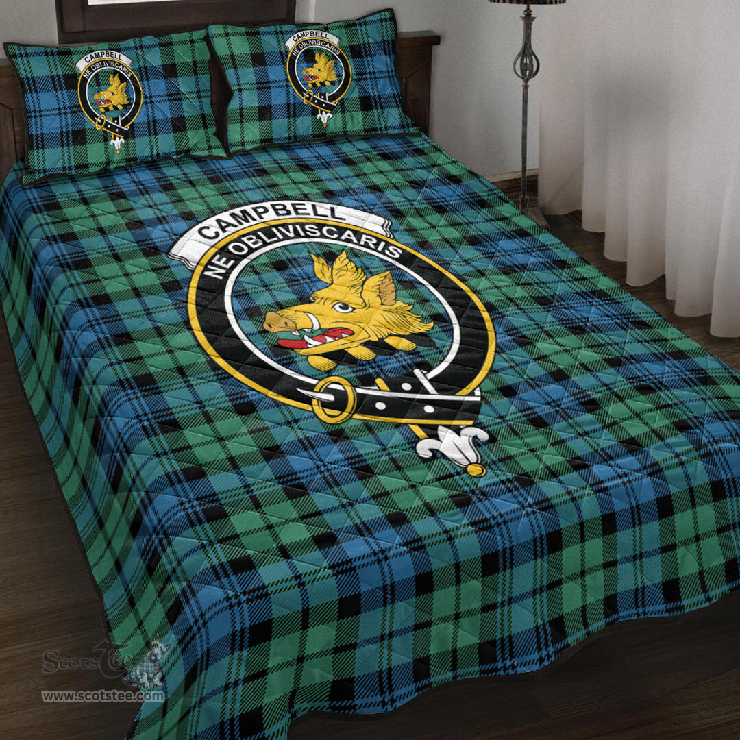 Scottish Campbell Ancient 01 Clan Tartan Quilt Bed Set - Crest Classic Scottish Plaid Tartan Plaid