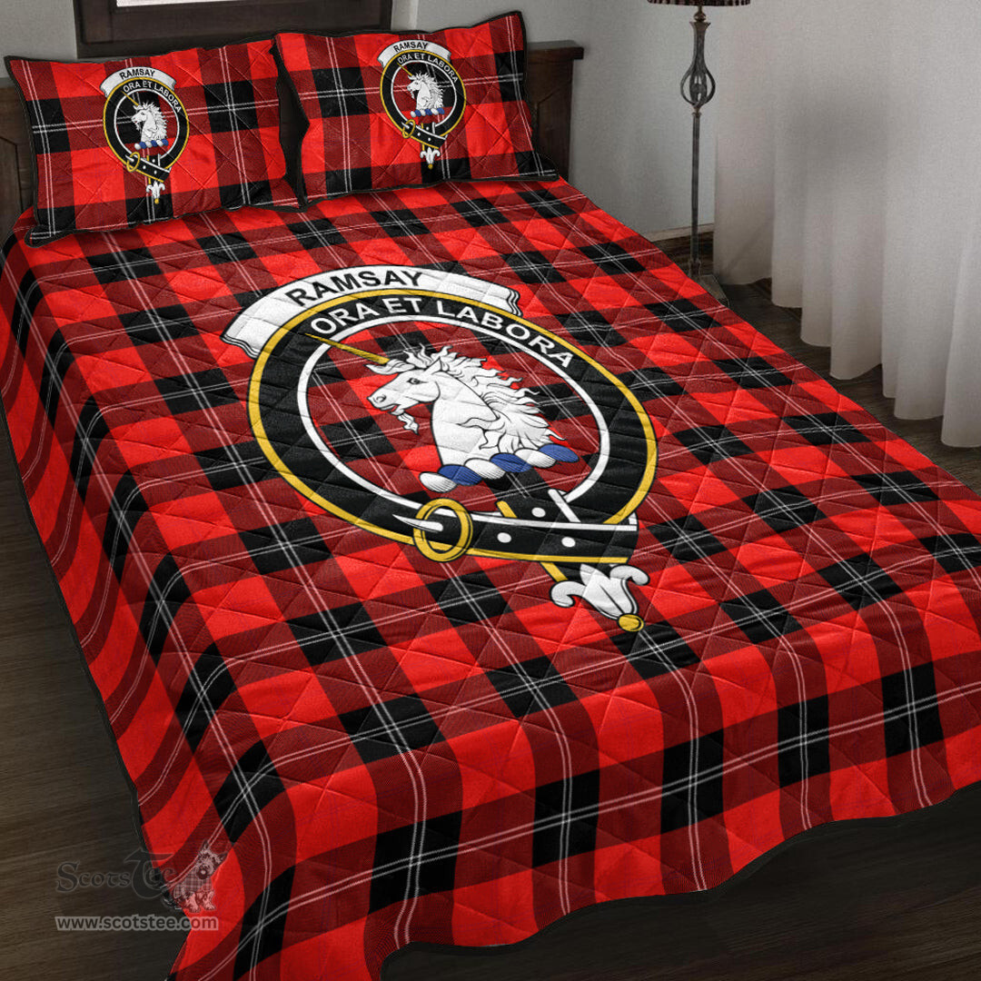 Scottish Ramsay Modern Clan Tartan Quilt Bed Set - Crest Classic Scottish Plaid Tartan Plaid