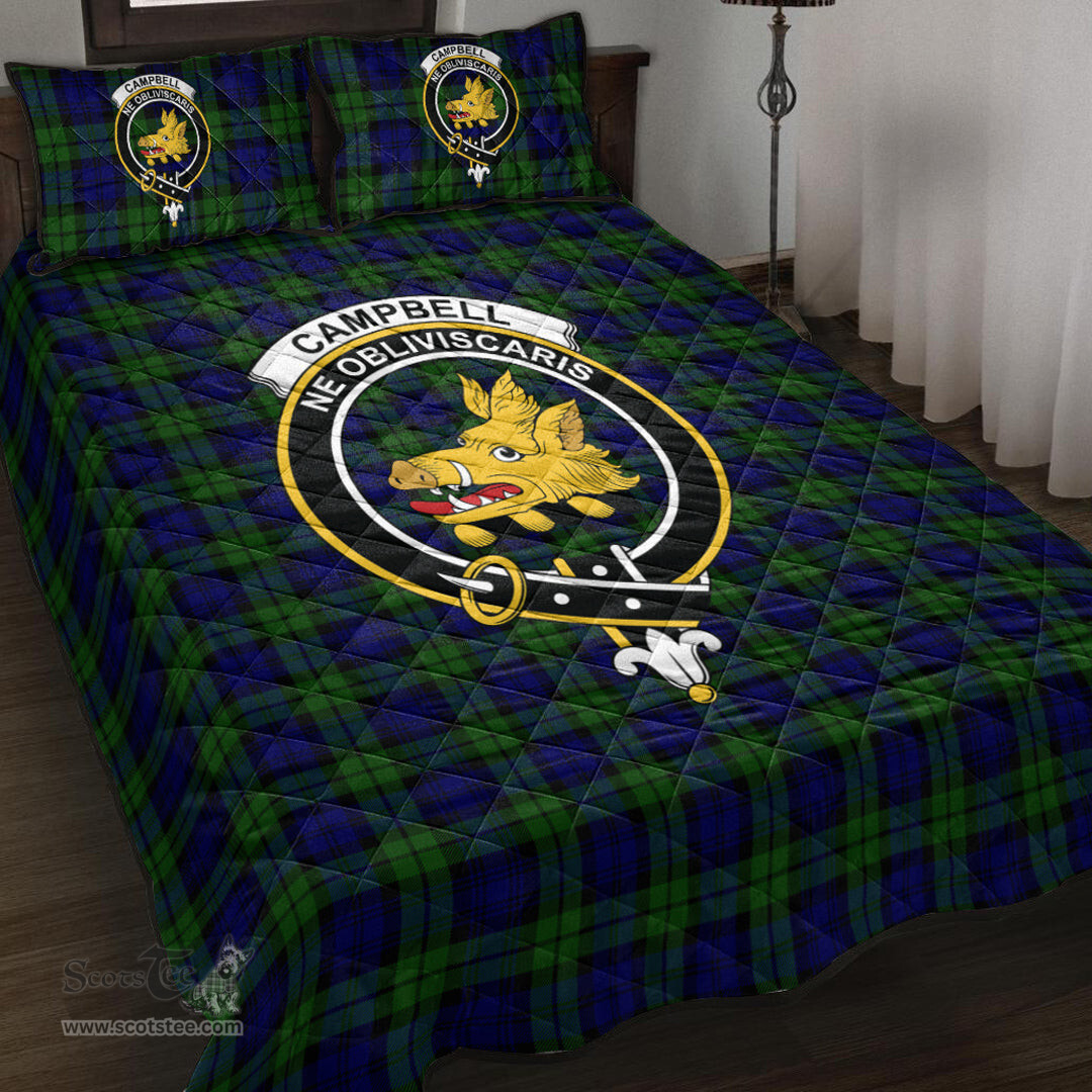 Scottish Campbell Modern Clan Tartan Quilt Bed Set - Crest Classic Scottish Plaid Tartan Plaid