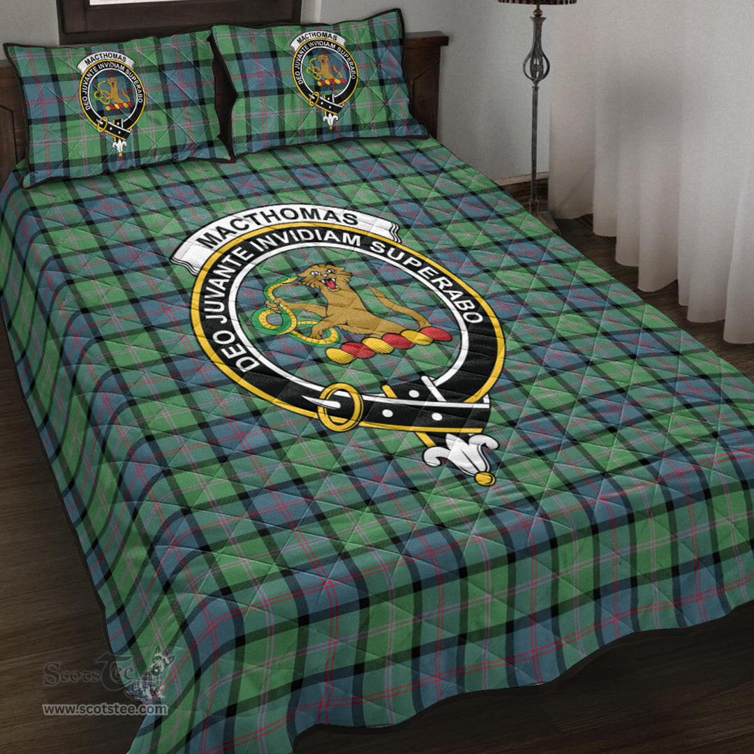 Scottish MacThomas Ancient Clan Tartan Quilt Bed Set - Crest Classic Scottish Plaid Tartan Plaid