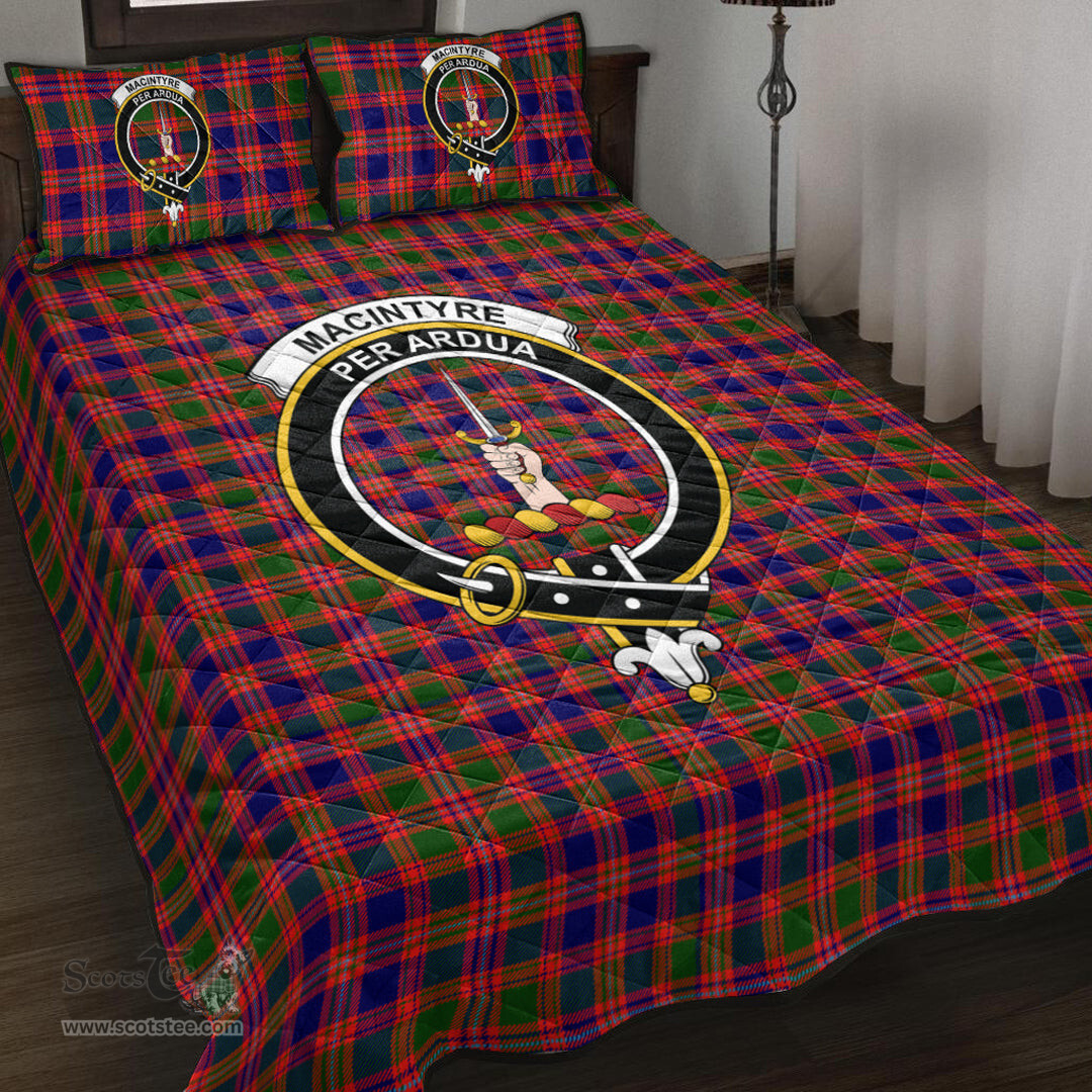 Scottish MacIntyre Modern Clan Tartan Quilt Bed Set - Crest Classic Scottish Plaid Tartan Plaid