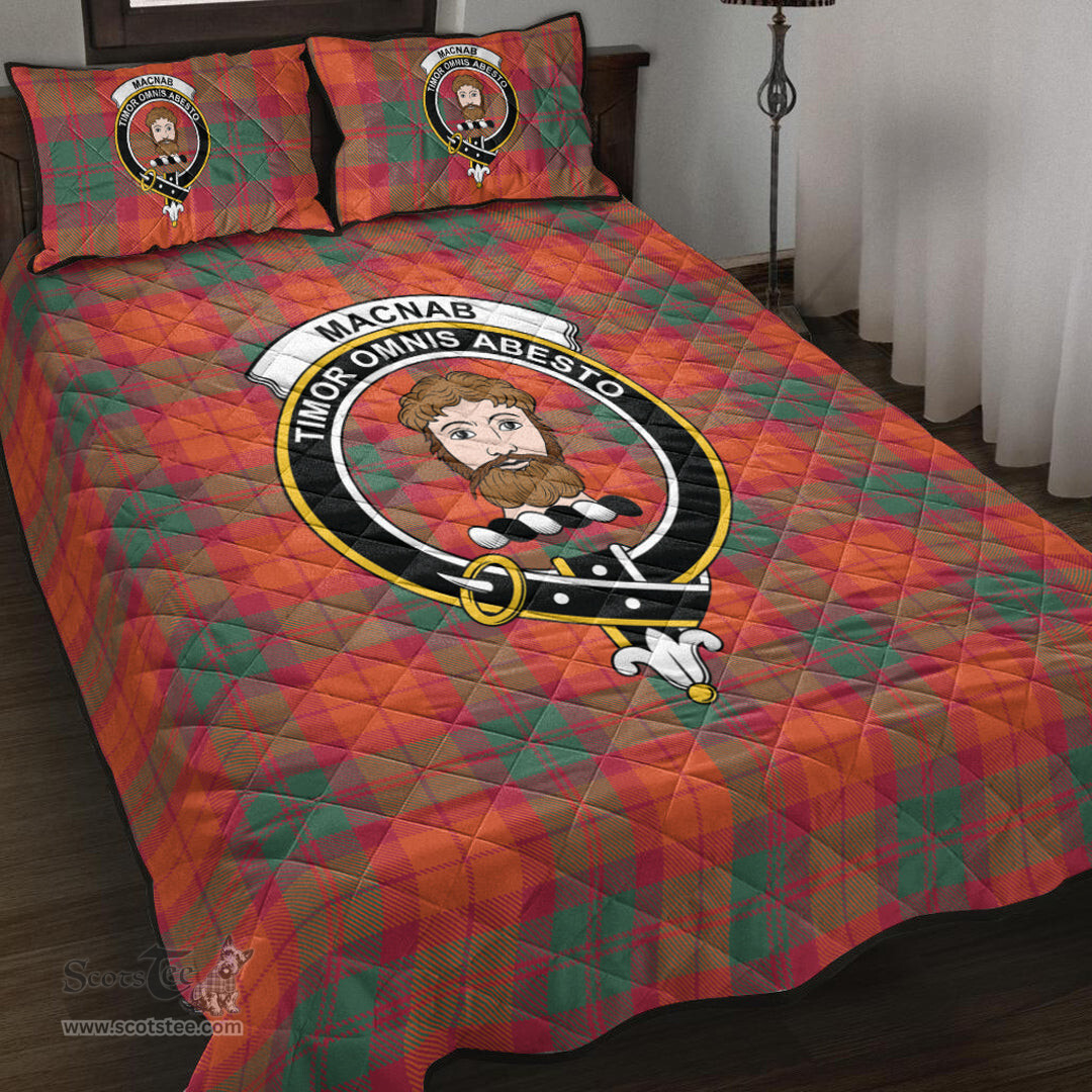 Scottish MacNab Ancient Clan Tartan Quilt Bed Set - Crest Classic Scottish Plaid Tartan Plaid