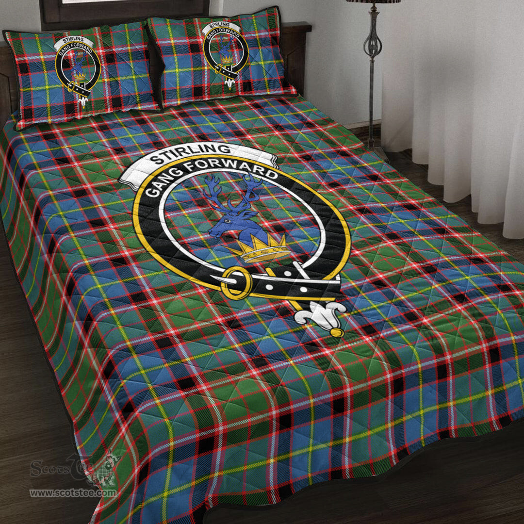 Scottish Stirling Bannockburn District Clan Tartan Quilt Bed Set - Crest Classic Scottish Plaid Tartan Plaid