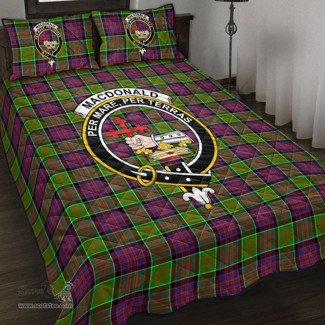 Scottish MacDonald of Clanranald Clan Tartan Quilt Bed Set - Crest Classic Scottish Plaid Tartan Plaid