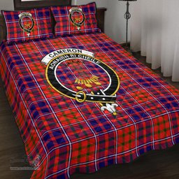 Scottish Cameron of Lochiel Modern Clan Tartan Quilt Bed Set - Crest Classic Scottish Plaid Tartan Plaid