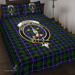 Scottish Russell Modern Clan Tartan Quilt Bed Set - Crest Classic Scottish Plaid Tartan Plaid