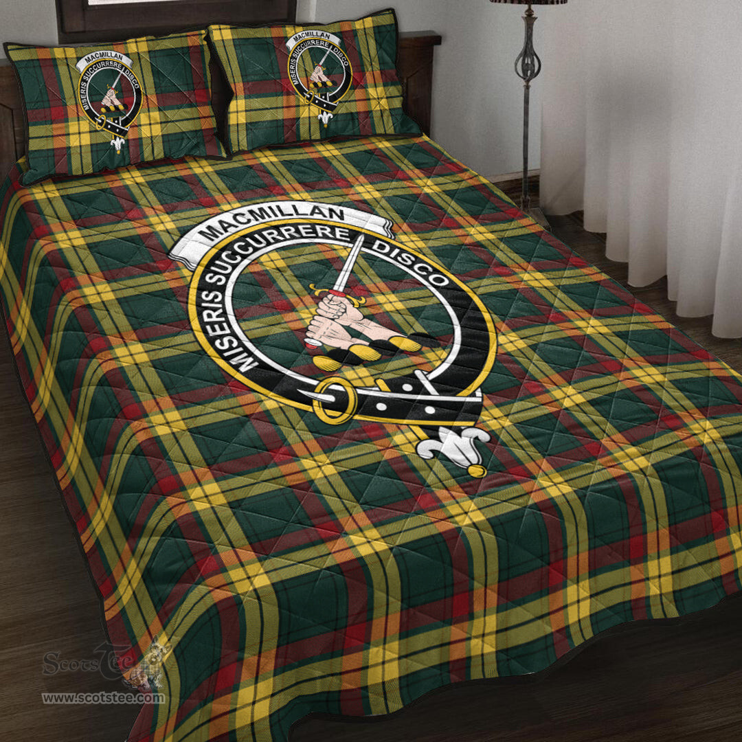 Scottish MacMillan Old Modern Clan Tartan Quilt Bed Set - Crest Classic Scottish Plaid Tartan Plaid