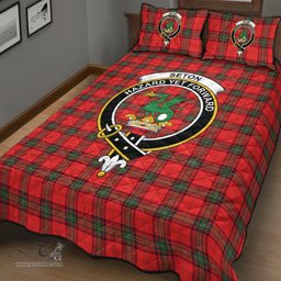 Scottish Seton Modern Clan Tartan Quilt Bed Set - Crest Classic Scottish Plaid Tartan Plaid