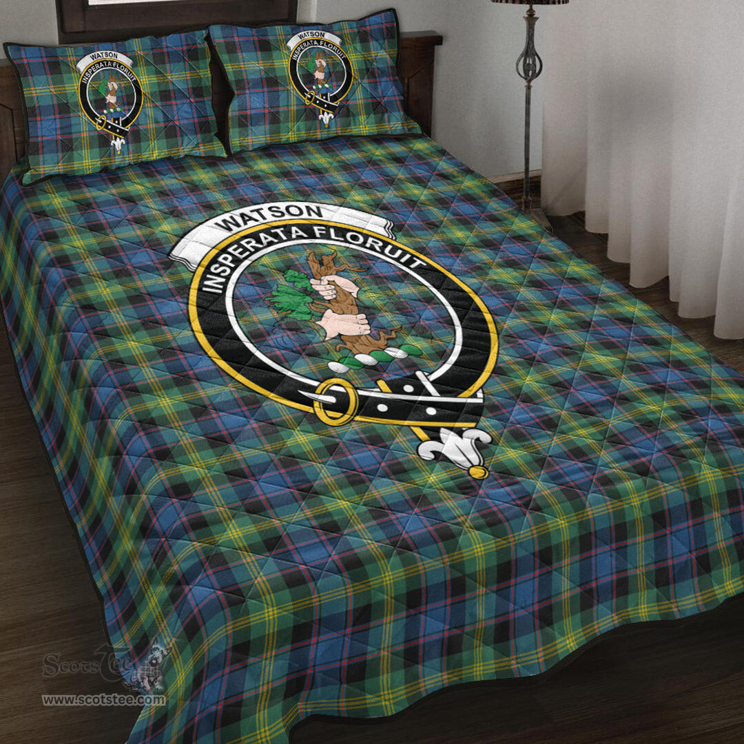Scottish Watson Ancient Clan Tartan Quilt Bed Set - Crest Classic Scottish Plaid Tartan Plaid