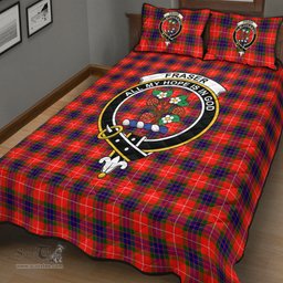 Scottish Fraser Modern Clan Tartan Quilt Bed Set - Crest Classic Scottish Plaid Tartan Plaid