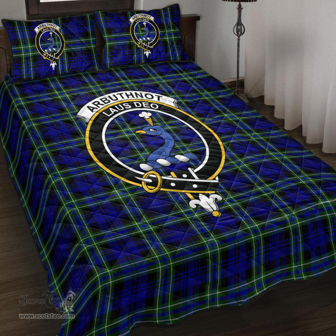 Scottish Arbuthnot Modern Clan Tartan Quilt Bed Set - Crest Classic Scottish Plaid Tartan Plaid