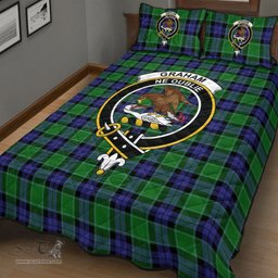 Scottish Graham of Menteith Modern Clan Tartan Quilt Bed Set - Crest Classic Scottish Plaid Tartan Plaid