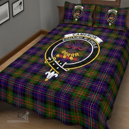 Scottish Cameron of Erracht Modern Clan Tartan Quilt Bed Set - Crest Classic Scottish Plaid Tartan Plaid