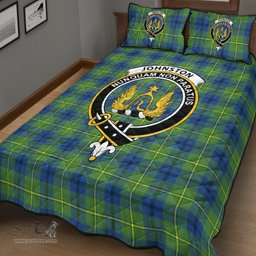 Scottish Johnston Ancient Clan Tartan Quilt Bed Set - Crest Classic Scottish Plaid Tartan Plaid