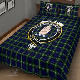 Scottish Lamont Modern Clan Tartan Quilt Bed Set - Crest Classic Scottish Plaid Tartan Plaid